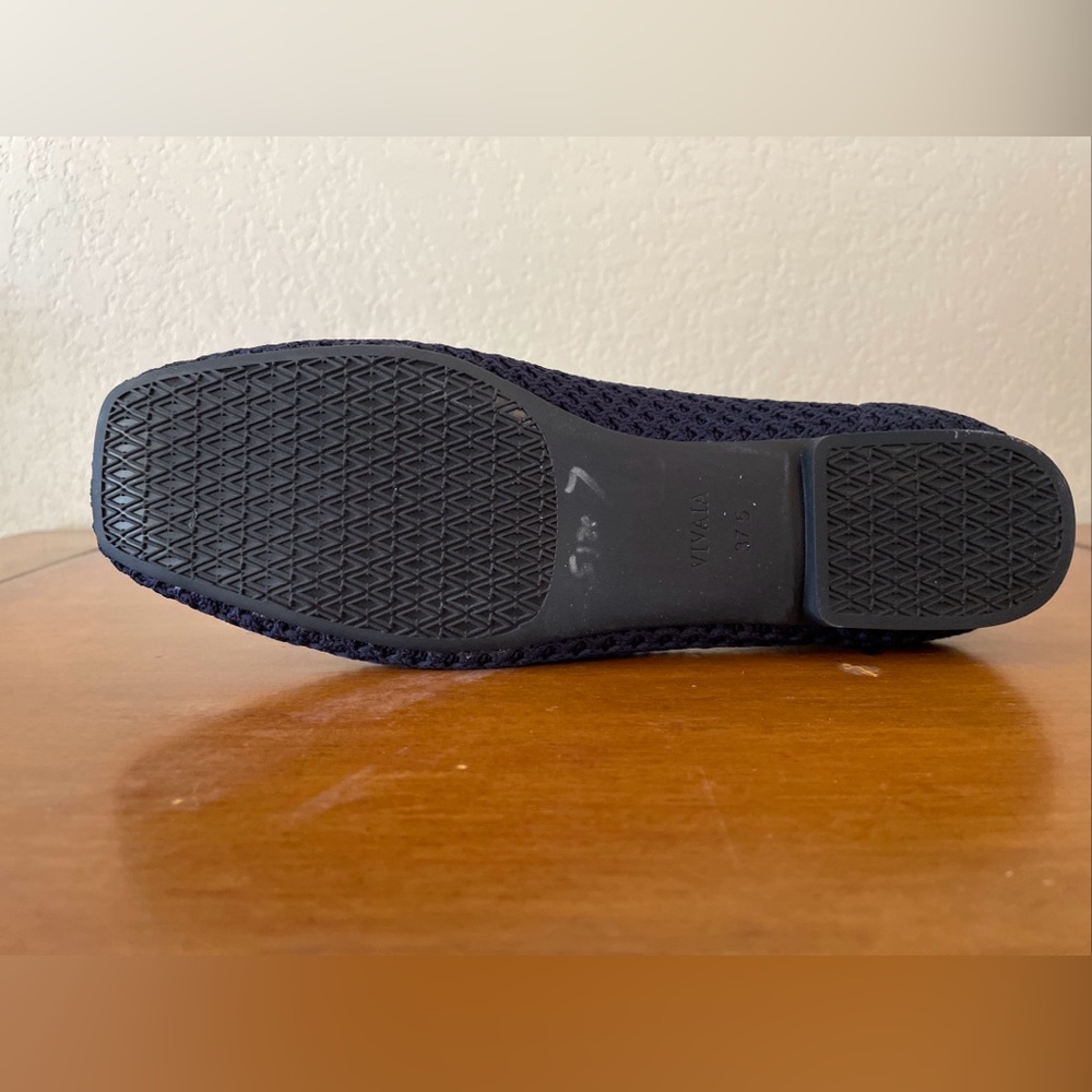 Vivaia Margot Square Toe V-Cut Flats Navy Knit Shoes Size 37.5 US Sz 7 VGC - Picture 9 of 14